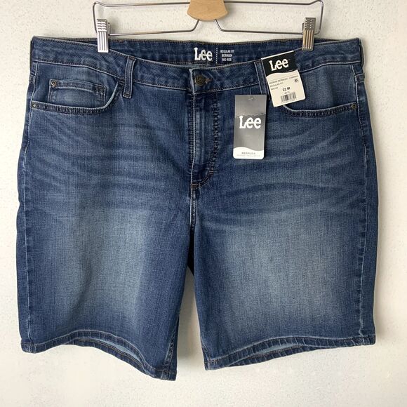 Lee Midrise Bermuda Shorts Regular Fit Influx- Size 22 M - Deep Dyed - Picture 1 of 7